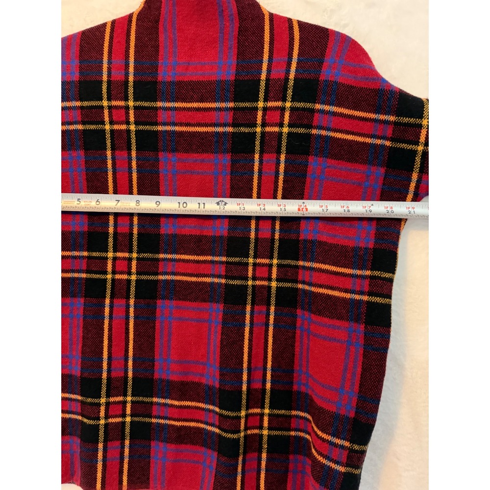 Tahari Red Plaid Mock Neck Sweater Womens Medium Tartan Knit Long Sleeve Top - Picture 3 of 7